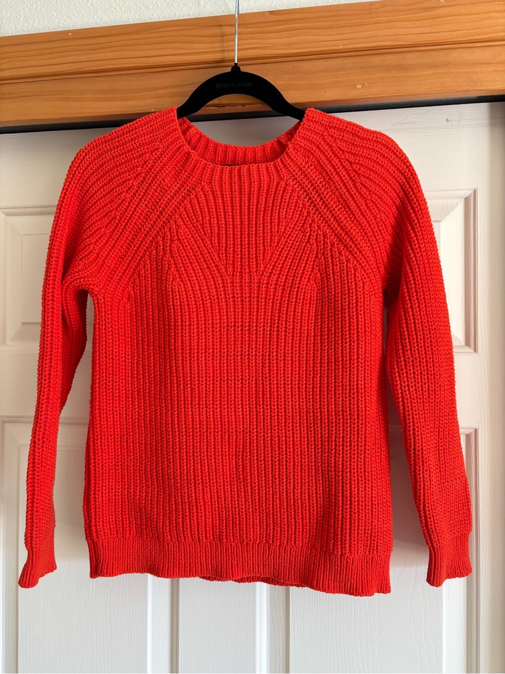 J. Crew Women's Bright Orange Ribbed Crewneck Sweater